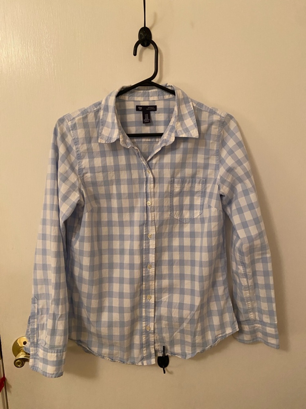 GAP Light Blue and White Gingham Button-Down Shirt